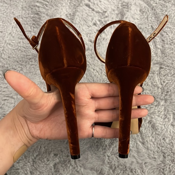 Jimmy Choo Misty 120 Velvet Heeled Sandals In Rust - Picture 12 of 14